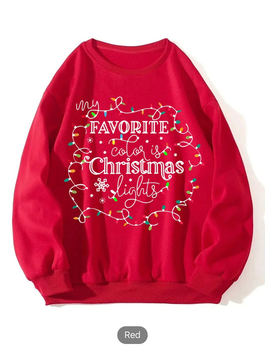 Women's Christmas Sweatshirt - Festive Letters Print & Loose Fit for Comfort!