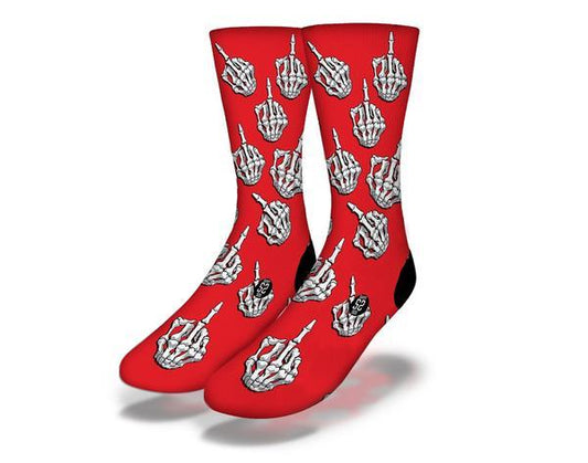 BIRDS & BONES (Red) Funny Halloween Socks