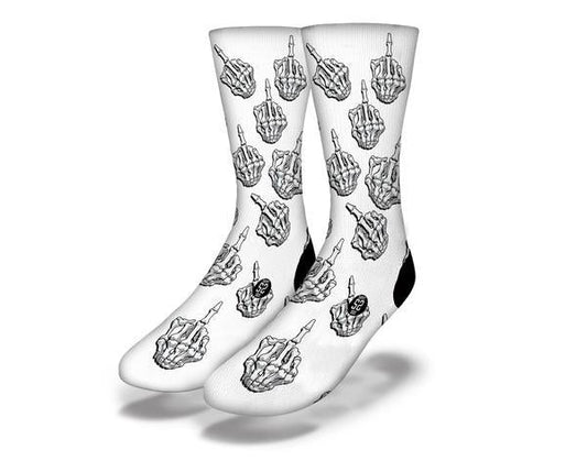 BIRDS & BONES (White) Funny Halloween Socks