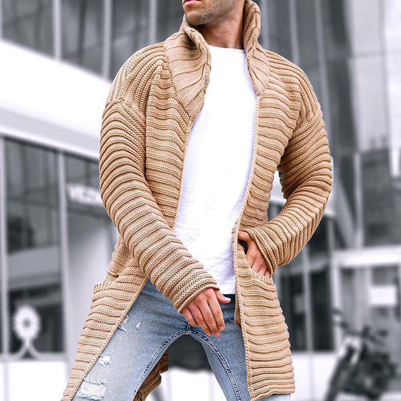 Men's turtleneck long sleeve knitted sweater cardigan