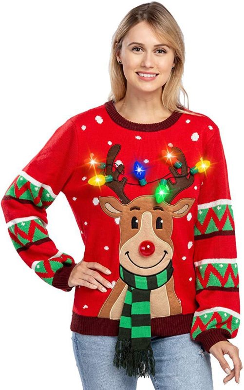 Christmas deer head snowflake jacquard pullover knitted sweater
