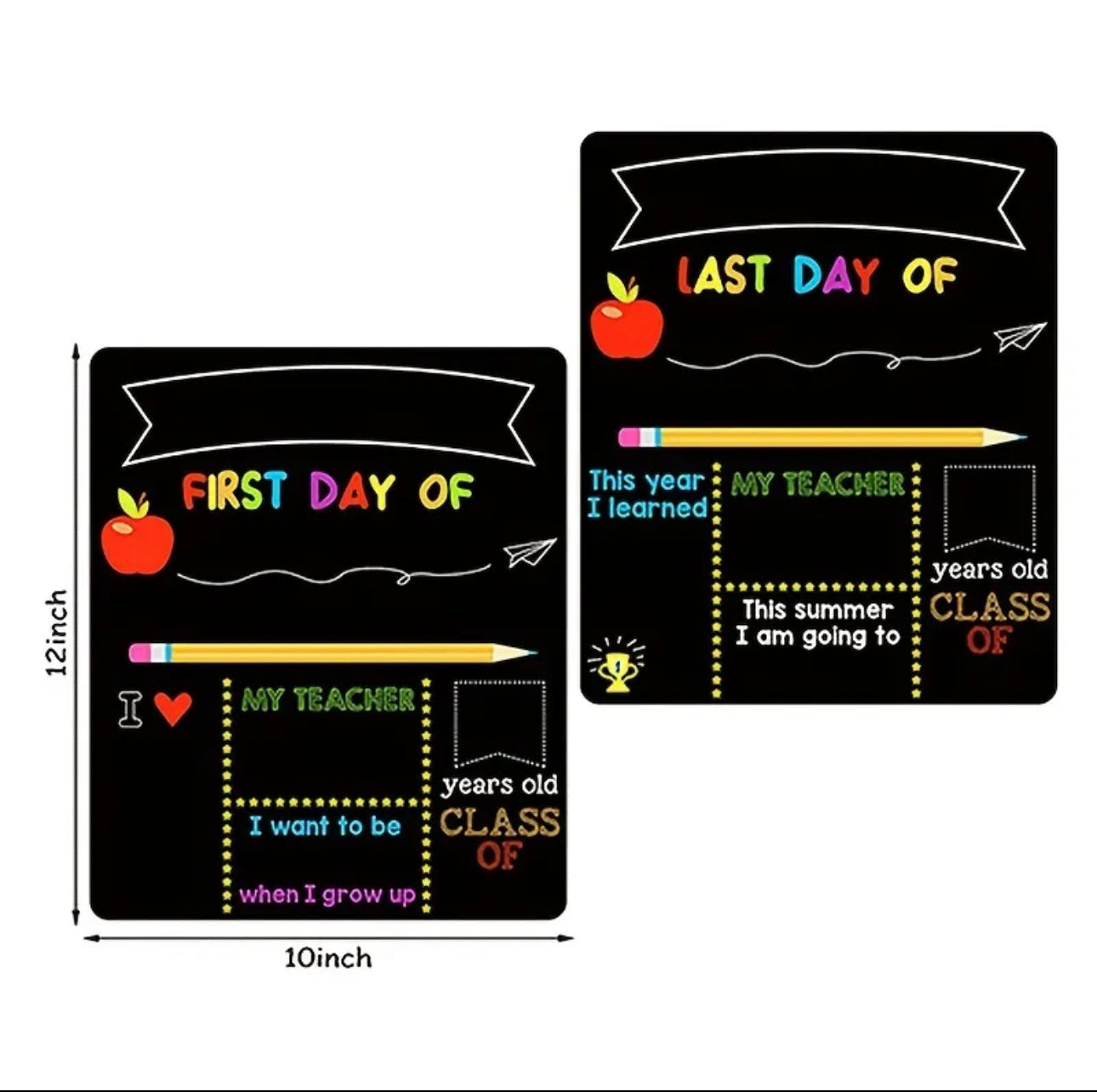 1pc, First And Last Day Of School Board, 10in*12in Double Sided Back To School Sign, Reusable Wooden 1st Day Of Preschool Kindergarten Photo Props
