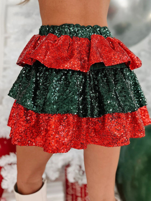 Women's patchwork casual Christmas skirt