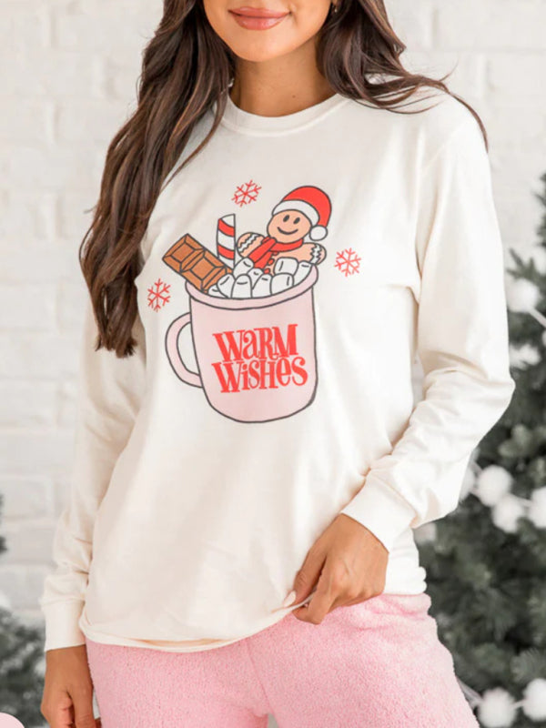 Women's New Christmas Cartoon Pattern Printed Casual Round Neck Sweatshirt