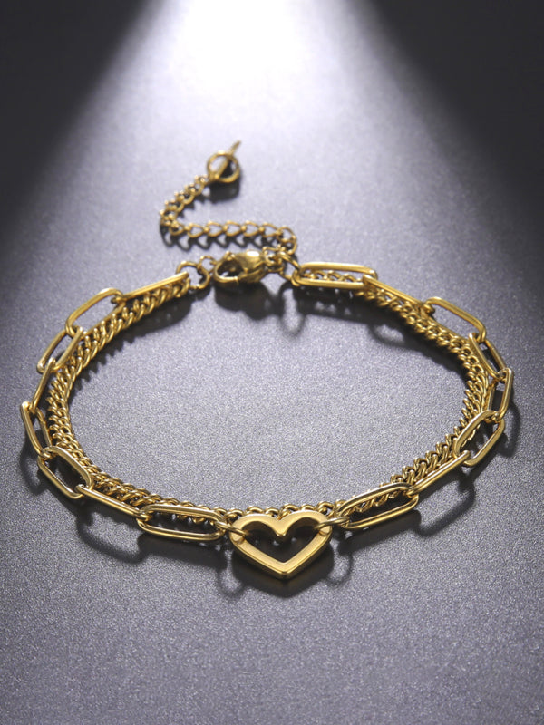 Women's New Fashion Versatile Love Pendant Double Chain Bracelet