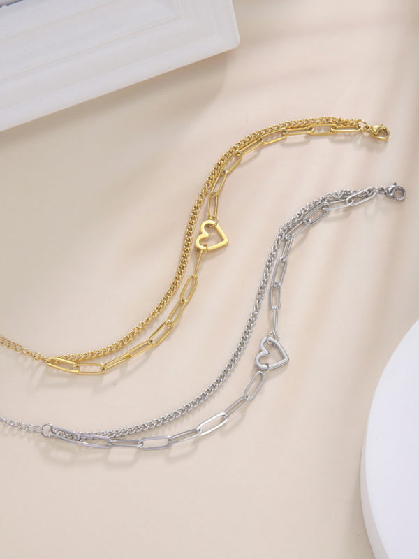 Women's New Fashion Versatile Love Pendant Double Chain Bracelet
