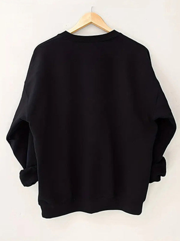 Women's wholesale round neck casual planet pattern sweatshirt