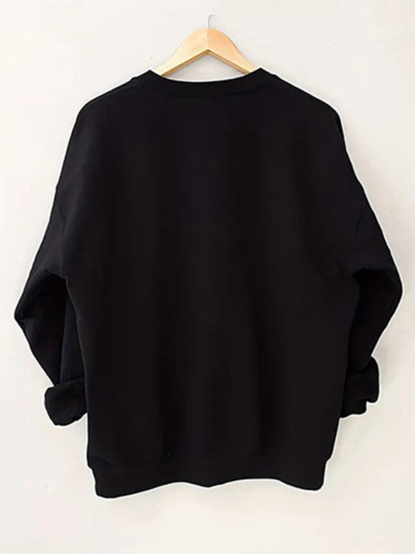 Women's wholesale round neck casual planet pattern sweatshirt
