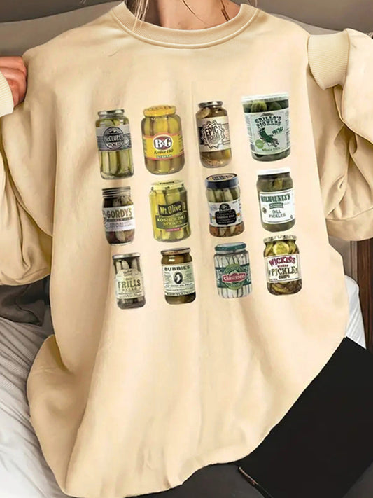 Women's wholesale round neck casual pattern sweatshirt
