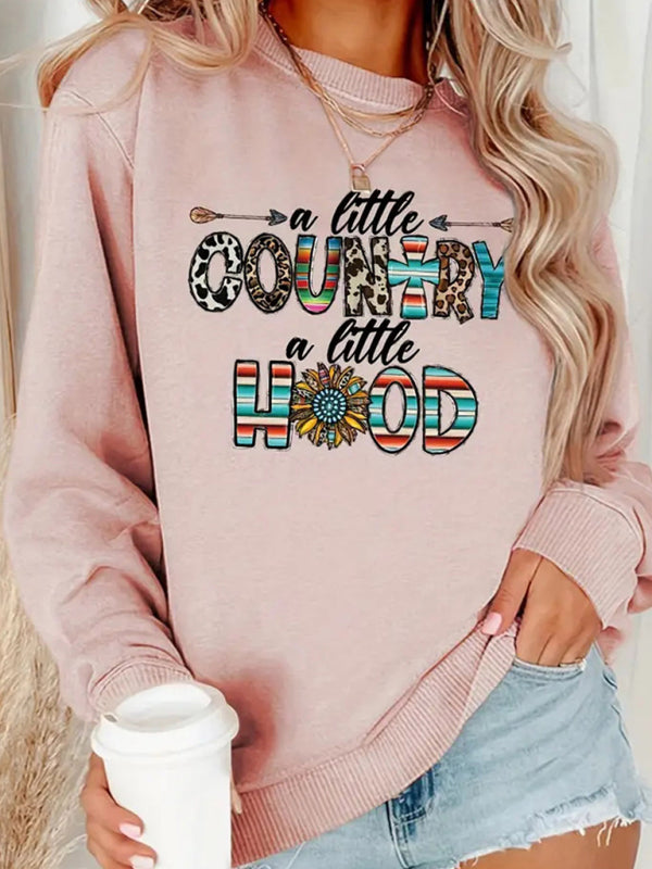 Women's Wholesale Round Neck Casual Letter Pattern Sweatshirt