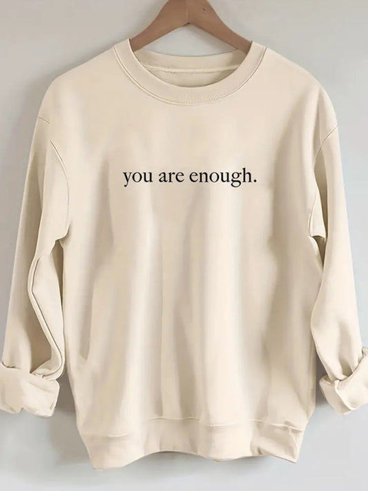 Women's wholesale round neck casual you are enough pattern sweatshirt