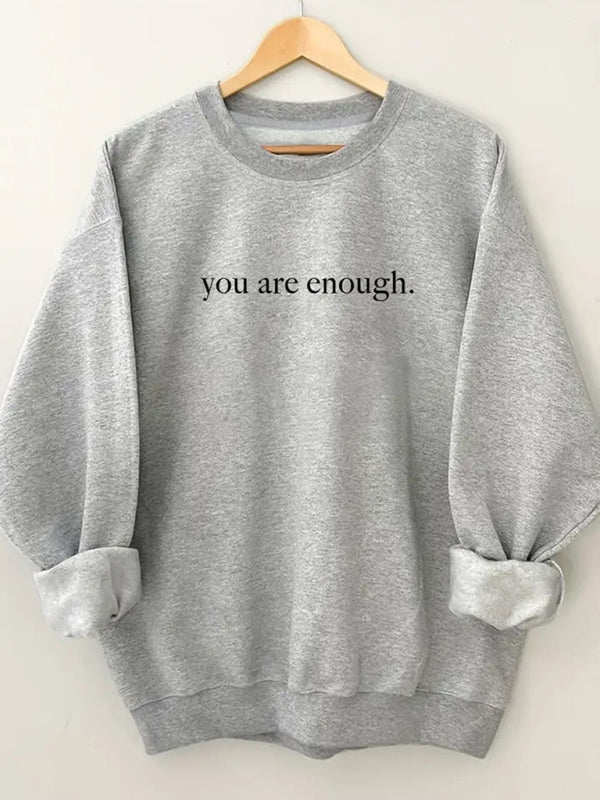 Women's wholesale round neck casual you are enough pattern sweatshirt