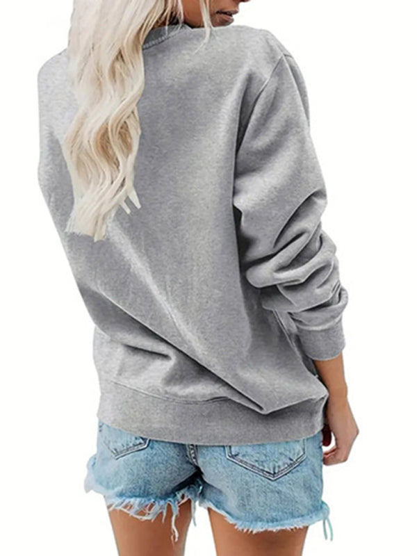 Women's wholesale round neck casual teacher pattern sweatshirt