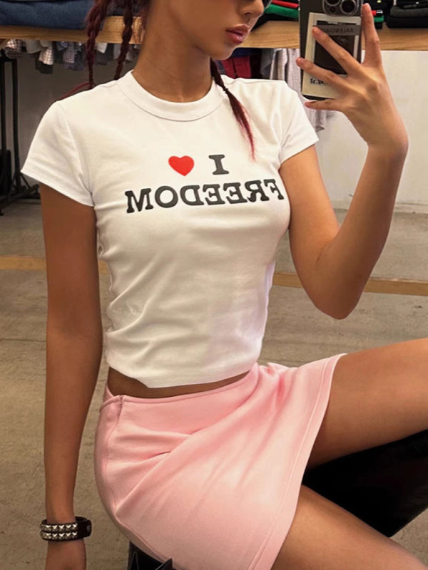 Women's new street style sexy navel-baring short-sleeved T-shirt