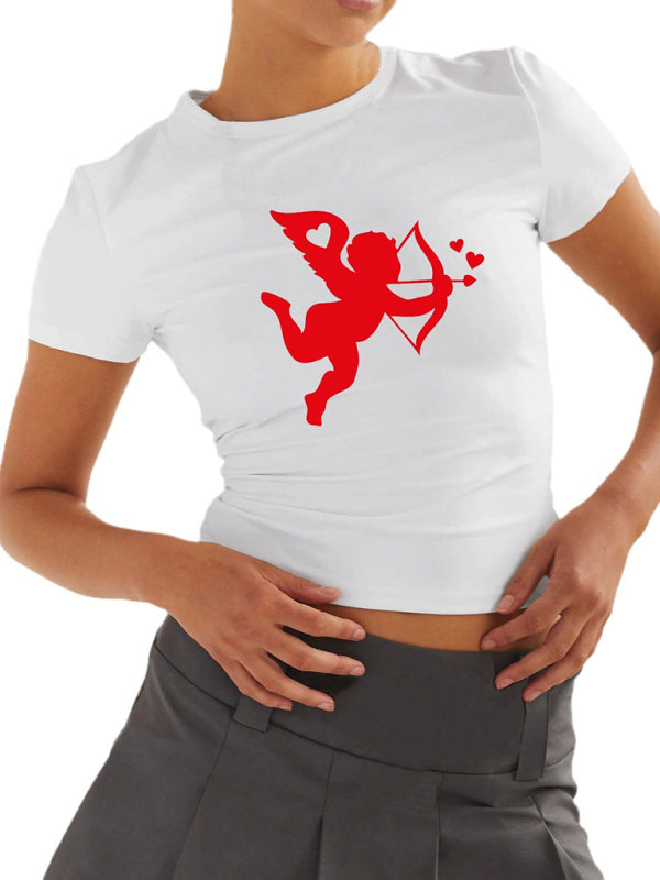 Women's new slim fit short sexy hottie Valentine's Day T-shirt