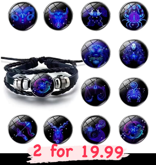 12 Zodiac Signs Constellation Charm Bracelet Manifest Men Women Fashion Multilayer Weave Leather Bracelet Bangle Birthday Gifts