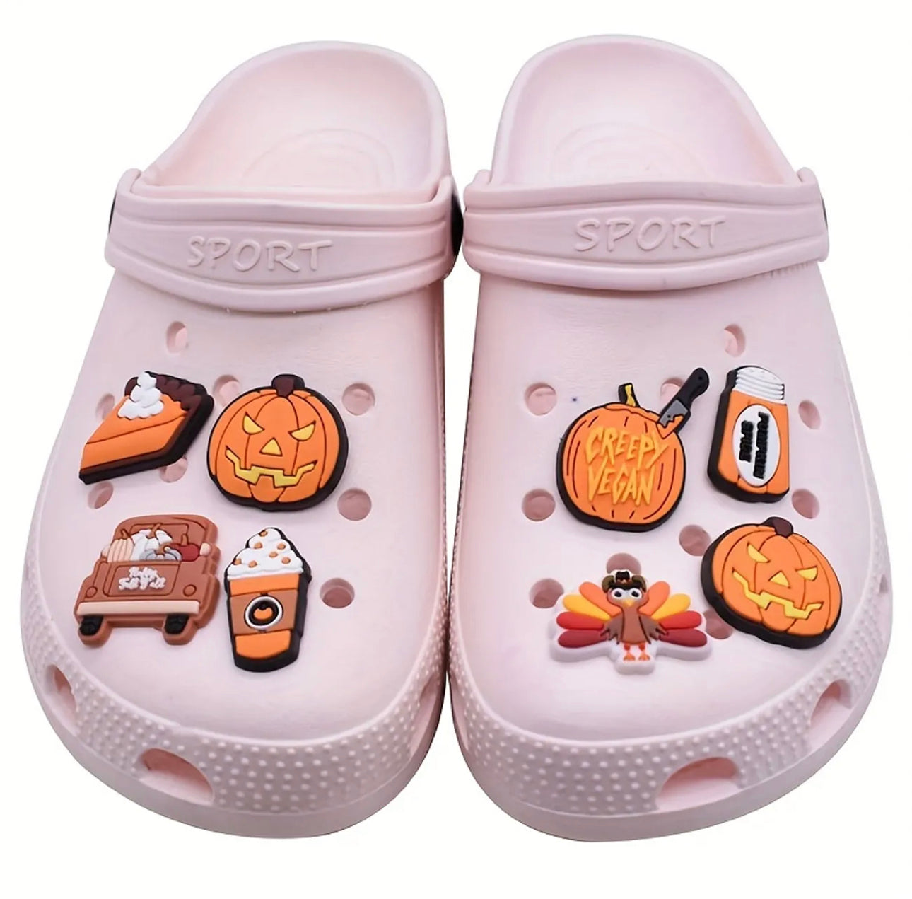 17pcs Fun Halloween Pumpkin Theme Shoe Charms - Perfect Birthday Party Gift for Boys & Girls!
