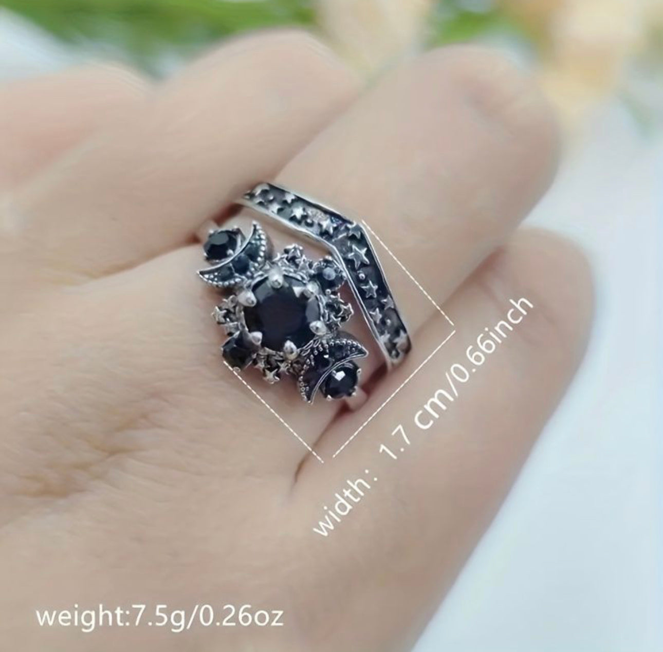 1pc Fashion Men's Gothic Moon And Star Ring Anniversary Gift