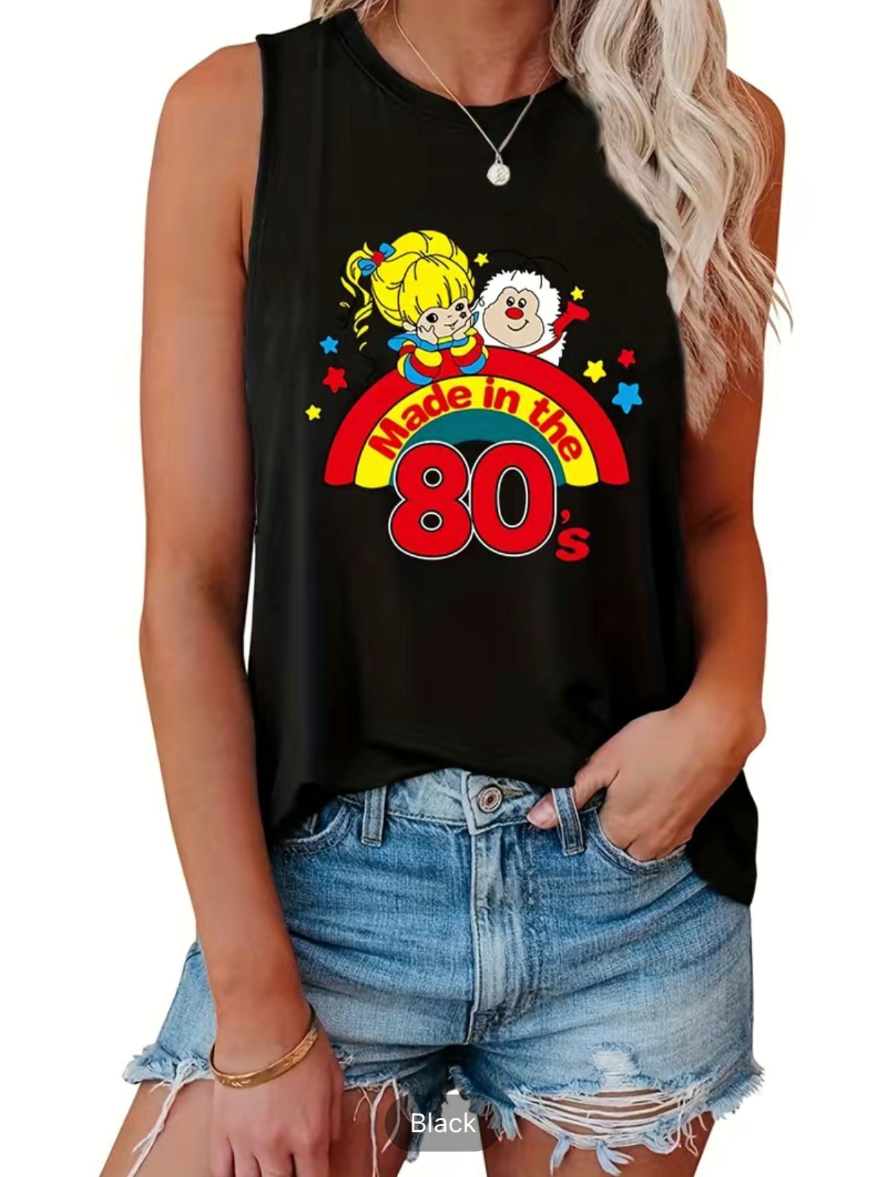 Made In The 80's Print Tank Top, Sleeveless Crew Neck Casual Top For Summer & Spring, Women's Clothing
