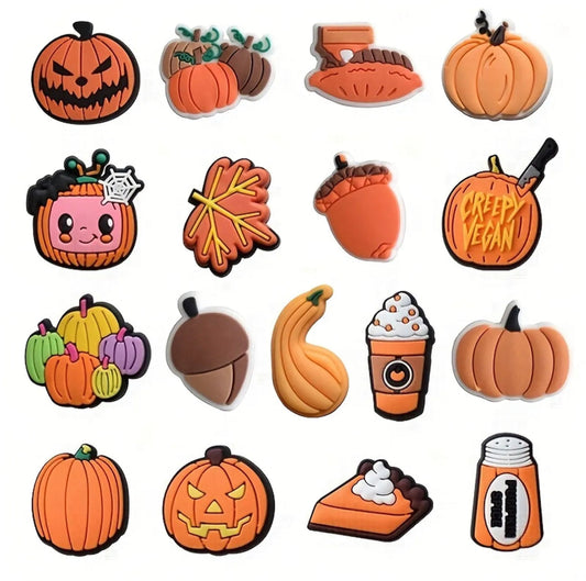 17pcs Fun Halloween Pumpkin Theme Shoe Charms - Perfect Birthday Party Gift for Boys & Girls!