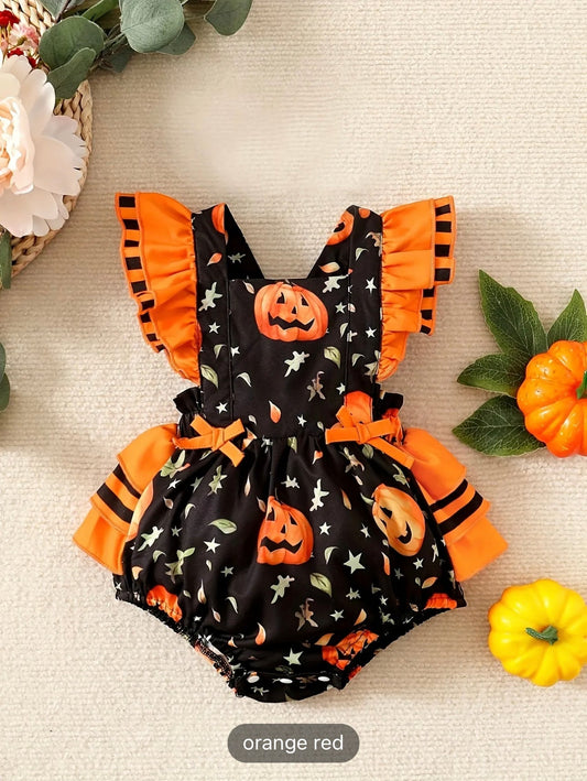Adorable Halloween Outfit for Baby - 2pcs Romper & Headband Set!
