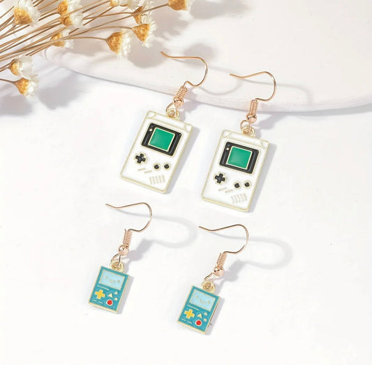 Retro Engraved 90s Game Console Earrings Tetris Game Console Earrings Y2K Style Jewelry Gift