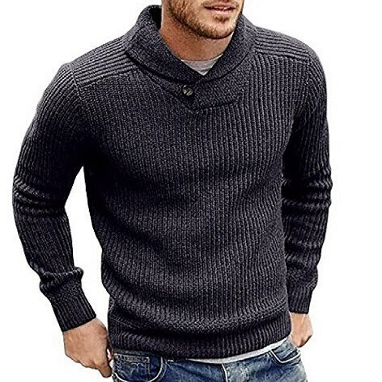 Men's Sweater Lapel Button Pullover Sweater