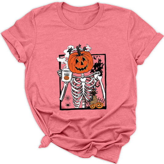 Women's Halloween Pumpkin Skull Series T-Shirt