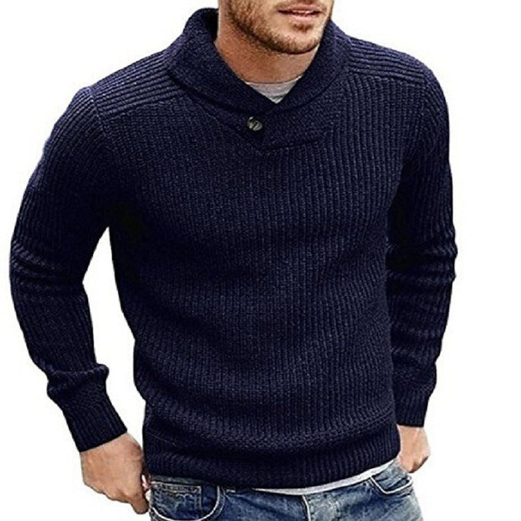 Men's Sweater Lapel Button Pullover Sweater