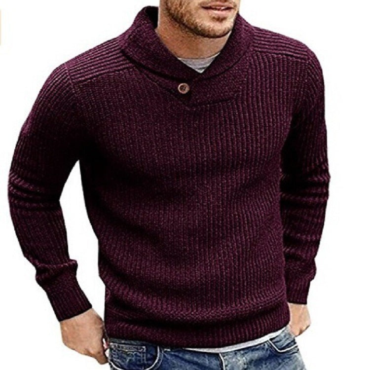 Men's Sweater Lapel Button Pullover Sweater